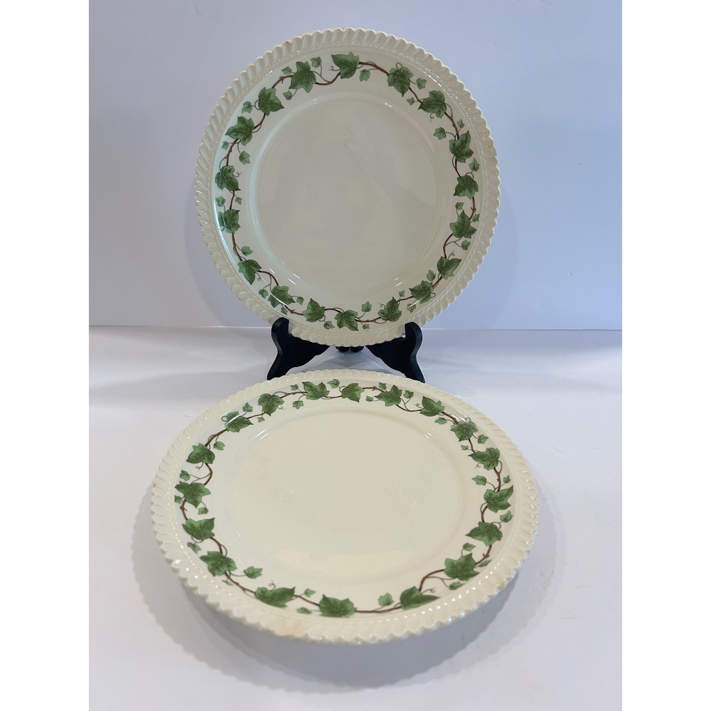 Homer Laughlin Royal Gadroon Ivy Dinner Plates Set of 2 Green Vine Vintage